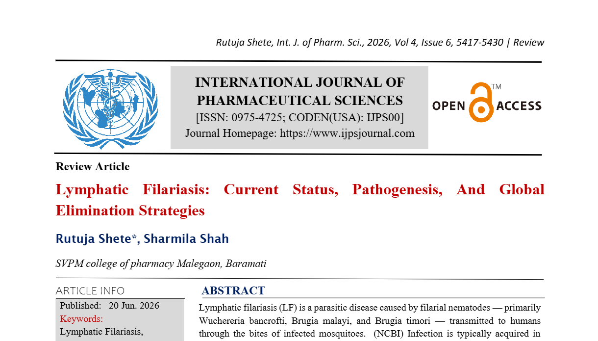 Lymphatic Filariasis: Current Status, Pathogenesis, And Global Elimination Strategies