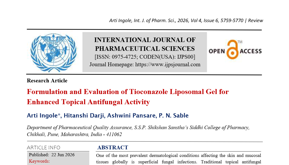 Formulation and Evaluation of Tioconazole Liposomal Gel for Enhanced ...
