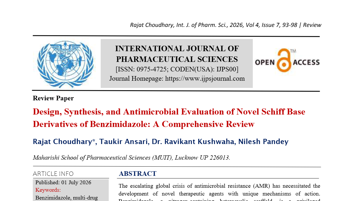 Design, Synthesis, and Antimicrobial Evaluation of Novel Schiff Base Derivatives of Benzimidazole: A Comprehensive Review