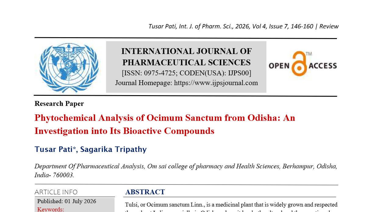 Phytochemical Analysis of Ocimum Sanctum from Odisha: An Investigation into Its Bioactive Compounds