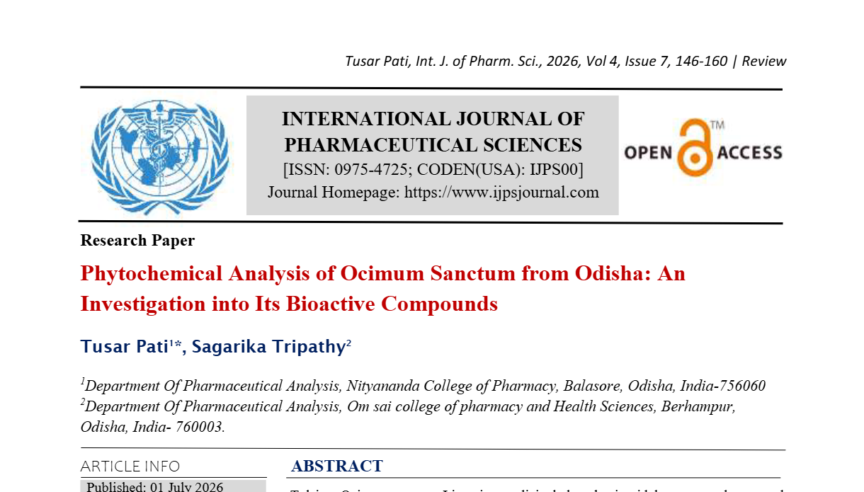 Phytochemical Analysis of Ocimum Sanctum from Odisha: An Investigation into Its Bioactive Compounds