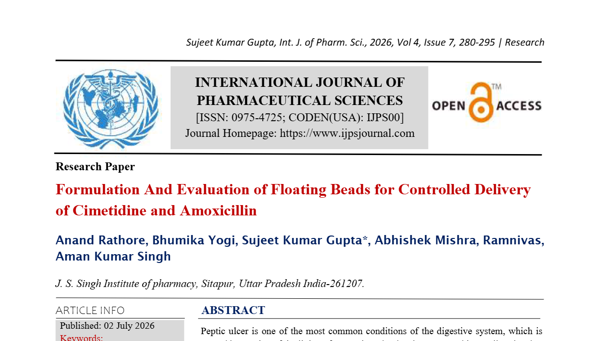 Formulation And Evaluation of Floating Beads for Controlled Delivery of Cimetidine and Amoxicillin