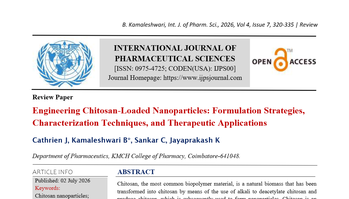 Engineering Chitosan-Loaded Nanoparticles: Formulation Strategies, Characterization Techniques, and Therapeutic Applications