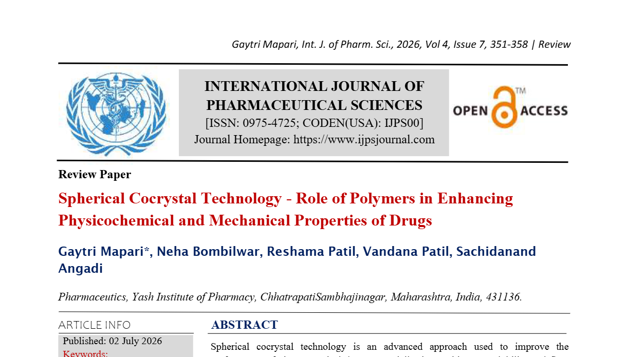 Spherical Cocrystal Technology - Role of Polymers in Enhancing Physicochemical and Mechanical Properties of Drugs