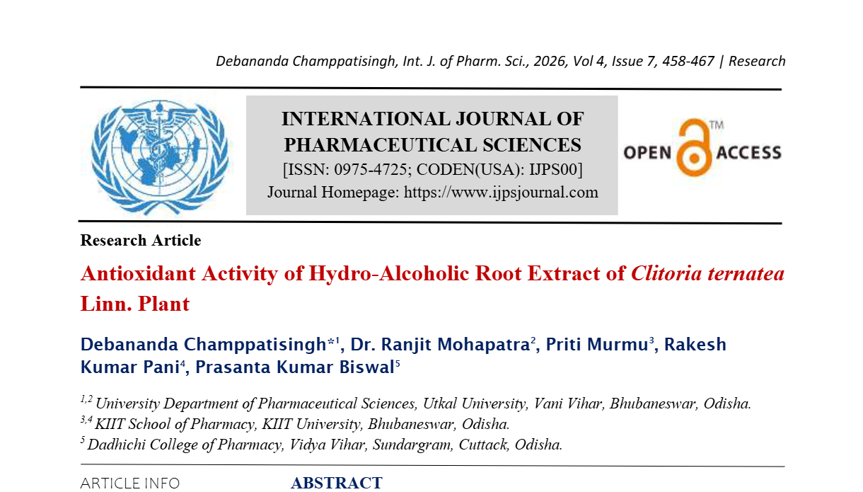 Antioxidant Activity of Hydro-Alcoholic Root Extract of Clitoria ternatea Linn. Plant