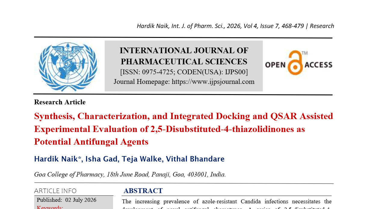 Synthesis, Characterization, and Integrated Docking and QSAR Assisted Experimental Evaluation of 2,5-Disubstituted-4-thiazolidinones as Potential Antifungal Agents