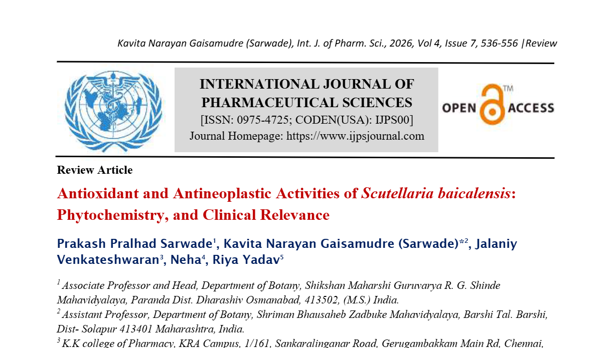 Antioxidant and Antineoplastic Activities of Scutellaria baicalensis: Phytochemistry, and Clinical Relevance