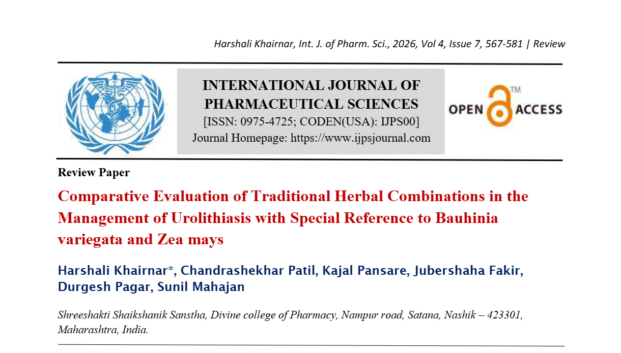 Comparative Evaluation of traditional herbal combinations in the management of urolithiasis with special reference to Bauhinia variegata and Zea mays 