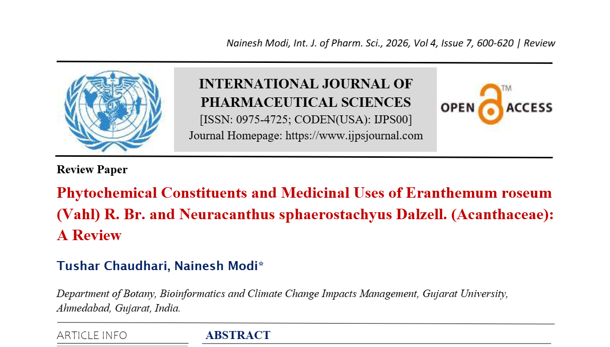 Phytochemical Constituents and Medicinal Uses of Eranthemum roseum (Vahl) R. Br. and Neuracanthus sphaerostachyus Dalzell. (Acanthaceae): A Review