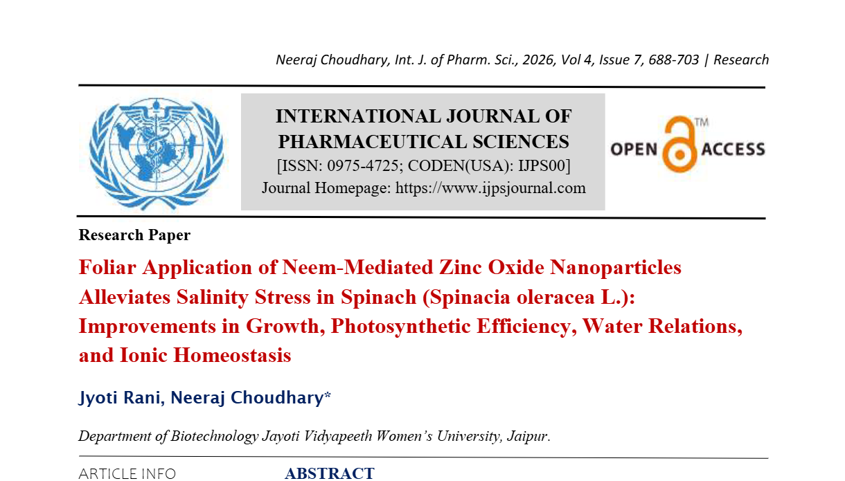 Foliar Application of Neem-Mediated Zinc Oxide Nanoparticles Alleviates Salinity Stress in Spinach (Spinacia oleracea L.): Improvements in Growth, Photosynthetic Efficiency, Water Relations, and Ionic Homeostasis