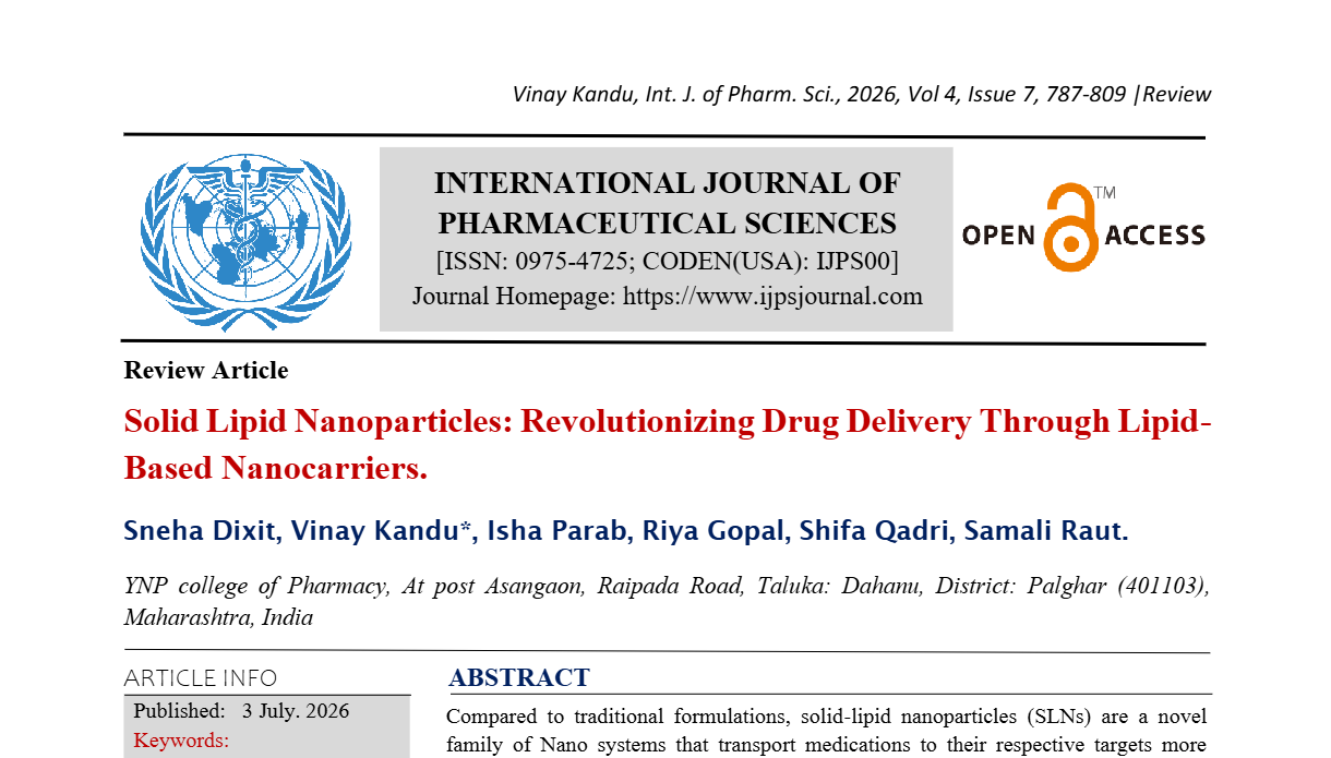 Solid Lipid Nanoparticles: Revolutionizing Drug Delivery Through Lipid-Based Nanocarriers