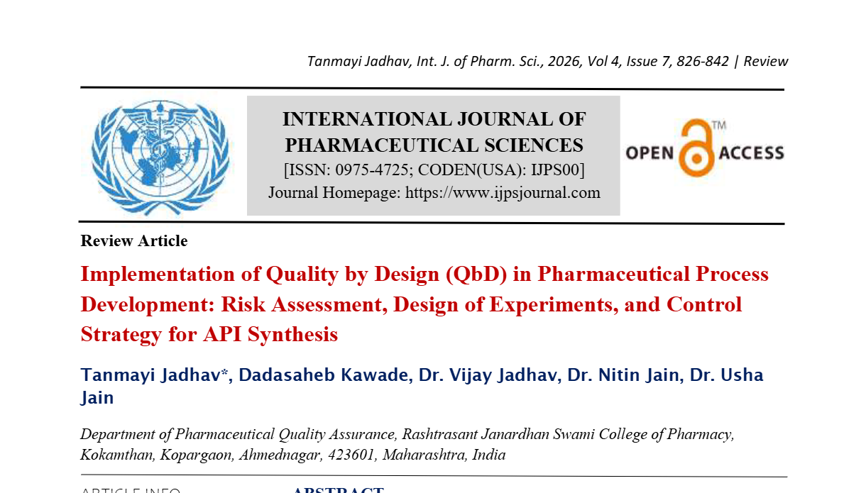 Implementation of Quality by Design (QbD) in Pharmaceutical Process Development: Risk Assessment, Design of Experiments, and Control Strategy for API Synthesis