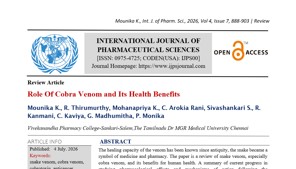 Role Of Cobra Venom and Its Health Benefits