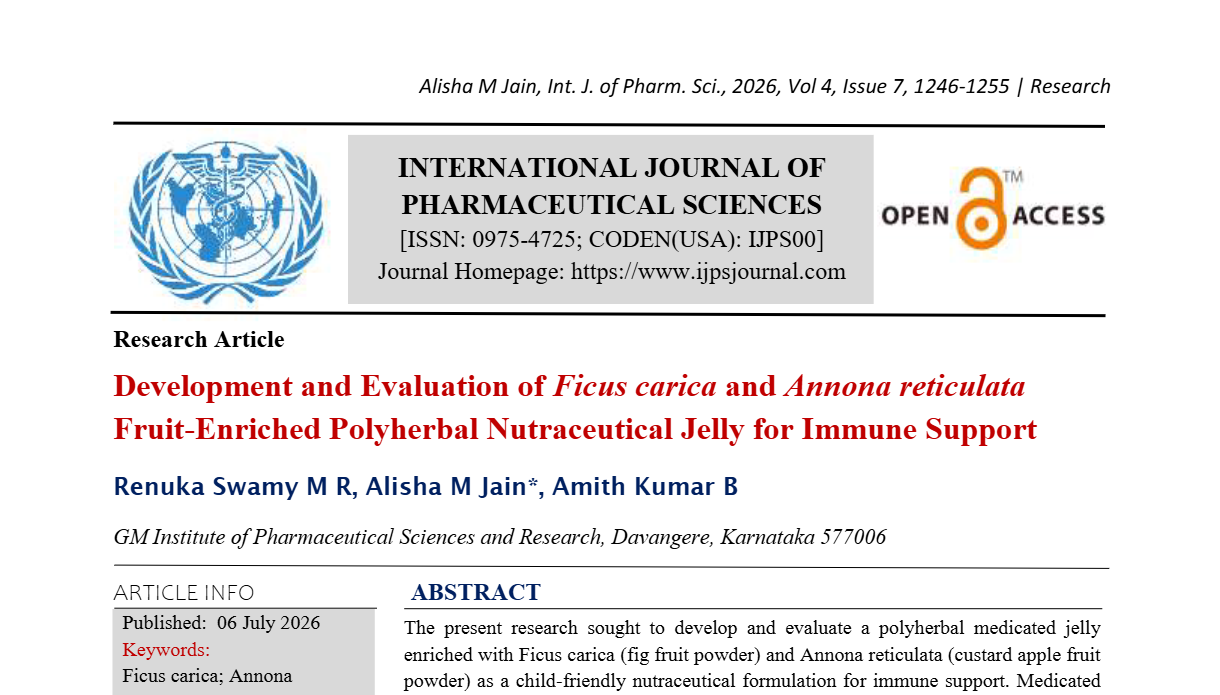 Development and Evaluation of Ficus carica and Annona reticulata Fruit-Enriched Polyherbal Nutraceutical Jelly for Immune Support