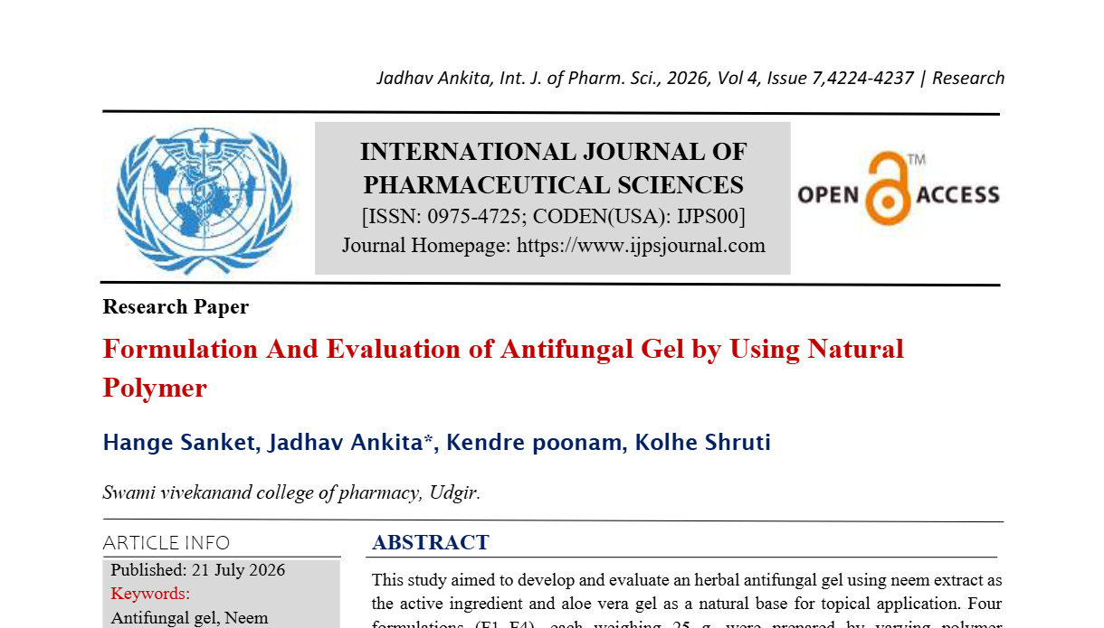 Formulation And Evaluation of Antifungal Gel by Using Natural Polymer