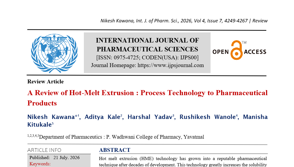 A Review of Hot-Melt Extrusion : Process Technology to Pharmaceutical Products 