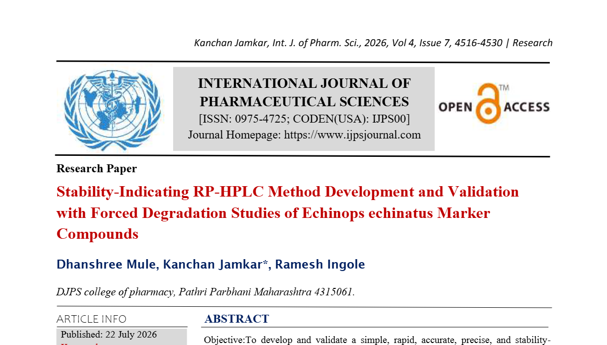 Stability-Indicating RP-HPLC Method Development and Validation with Forced Degradation Studies of Echinops echinatus Marker Compounds 