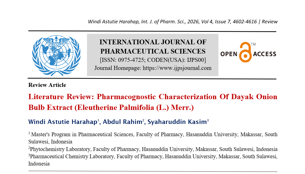 Literature Review: Pharmacognostic Characterization Of Dayak Onion Bulb Extract (Eleutherine Palmifolia (L.) Merr.)  