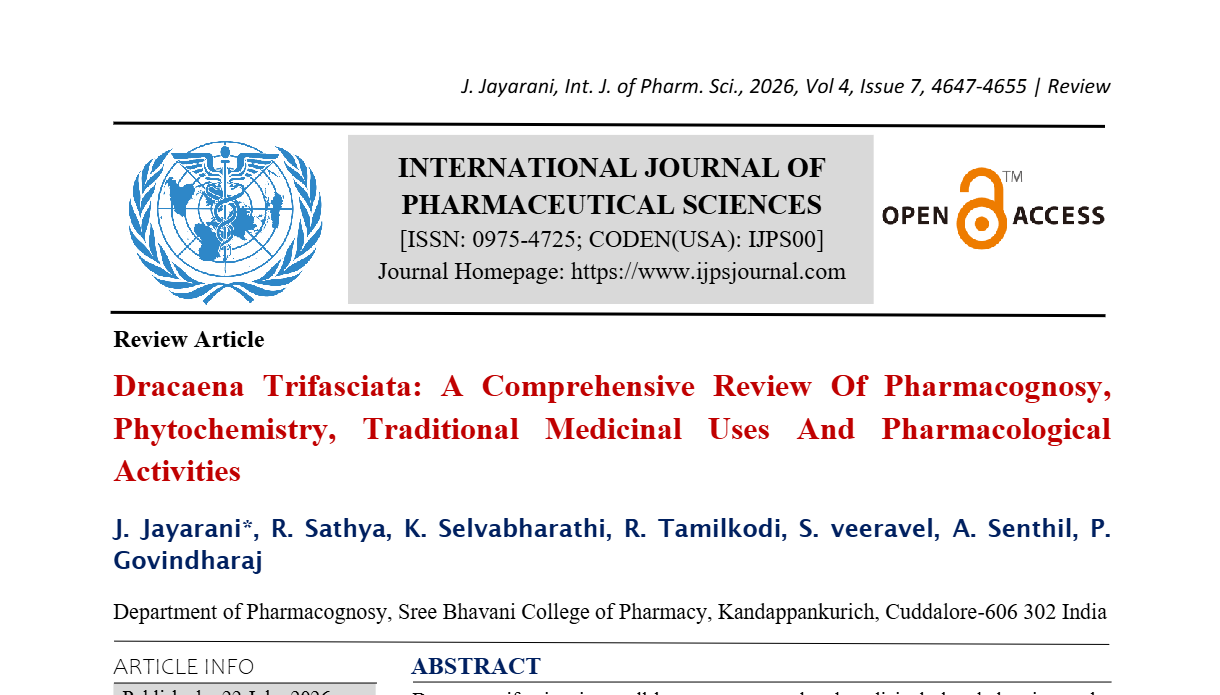 Dracaena Trifasciata: A Comprehensive Review Of Pharmacognosy, Phytochemistry, Traditional Medicinal Uses And Pharmacological Activities  