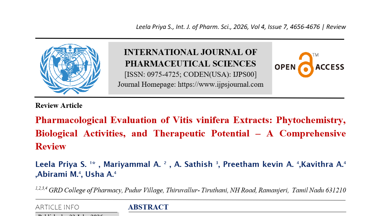 Pharmacological Evaluation of Vitis vinifera Extracts: Phytochemistry, Biological Activities, and Therapeutic Potential – A Comprehensive Review