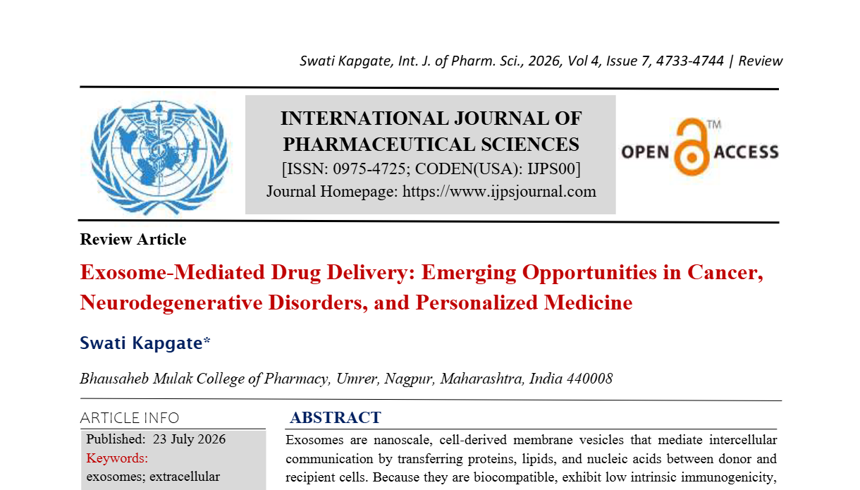 Exosome-Mediated Drug Delivery: Emerging Opportunities in Cancer, Neurodegenerative Disorders, and Personalized Medicine 