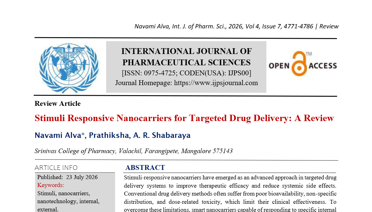 Stimuli Responsive Nanocarriers for Targeted Drug Delivery: A Review