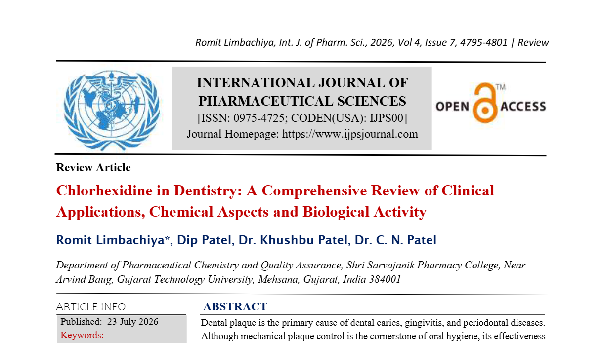 Chlorhexidine in Dentistry: A Comprehensive Review of Clinical Applications, Chemical Aspects and Biological Activity