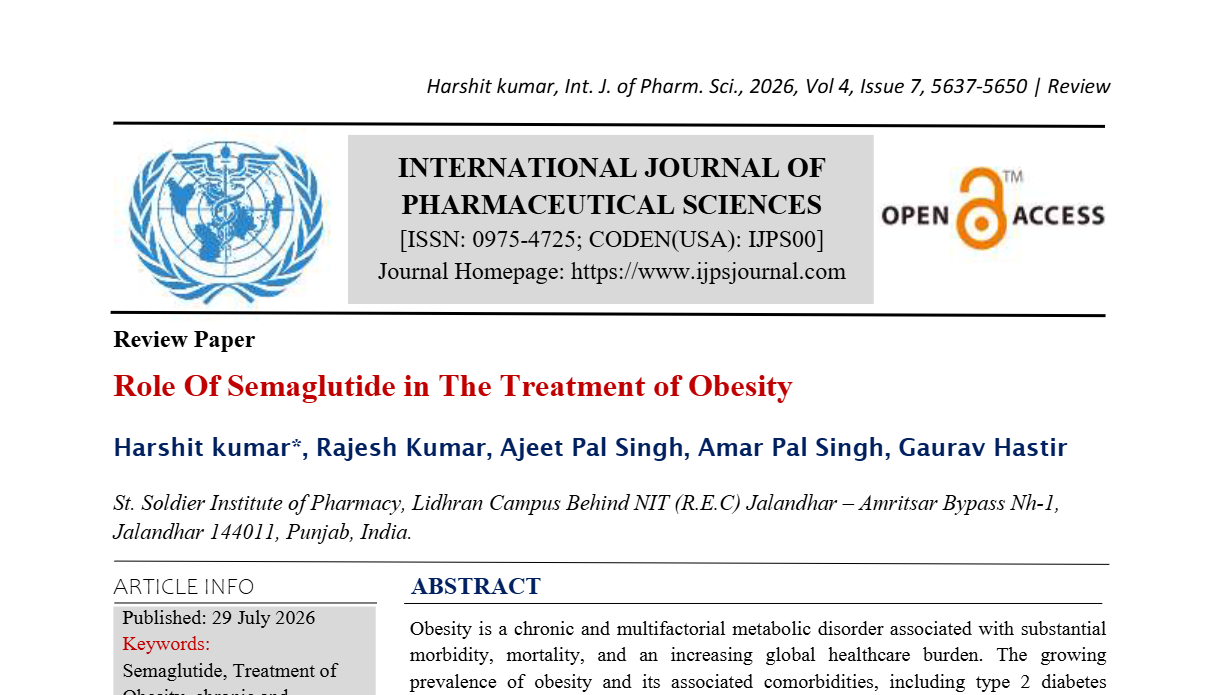 Role Of Semaglutide in The Treatment of Obesity