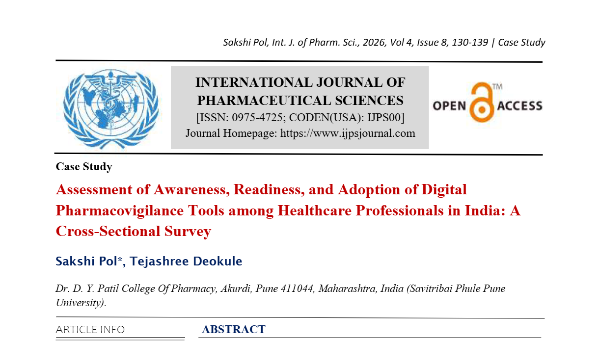 Assessment of Awareness, Readiness and Adoption of Digital Pharmacovigilance Tools Among Healthcare Professionals: A Cross-Sectional Study