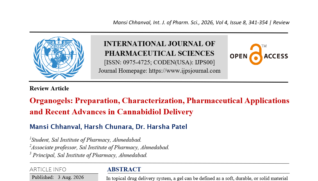Organogels: Preparation, Characterization, Pharmaceutical Applications and Recent Advances in Cannabidiol Delivery