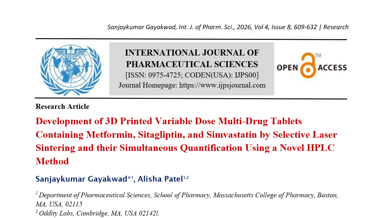 Development of 3D Printed Variable Dose Multi-Drug Tablets Containing Metformin, Sitagliptin, and Simvastatin by Selective Laser Sintering and their Simultaneous Quantification Using a Novel HPLC Method