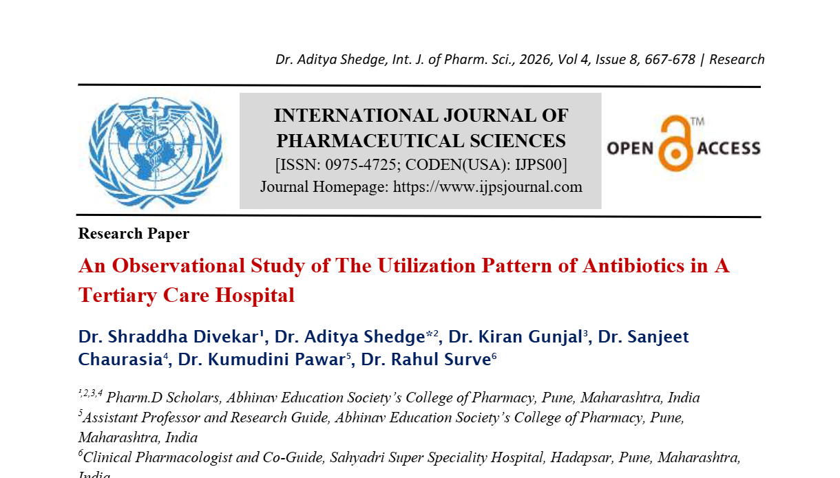 An Observational Study of The Utilization Pattern of Antibiotics in A Tertiary Care Hospital