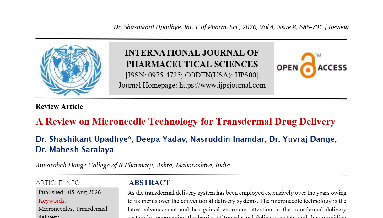 A Review on Microneedle Technology for Transdermal Drug Delivery