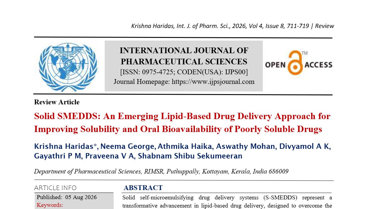 Solid SMEDDS: An Emerging Lipid-Based Drug Delivery Approach for Improving Solubility and Oral Bioavailability of Poorly Soluble Drugs