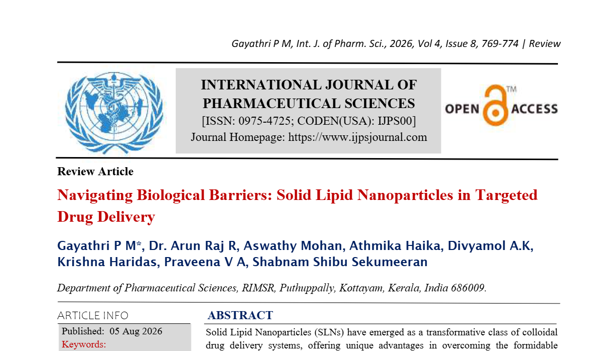 Navigating Biological Barriers: Solid Lipid Nanoparticles in Targeted Drug Delivery