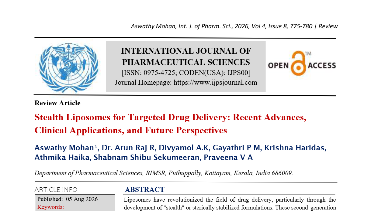 Stealth Liposomes for Targeted Drug Delivery: Recent Advances, Clinical Applications, and Future Perspectives