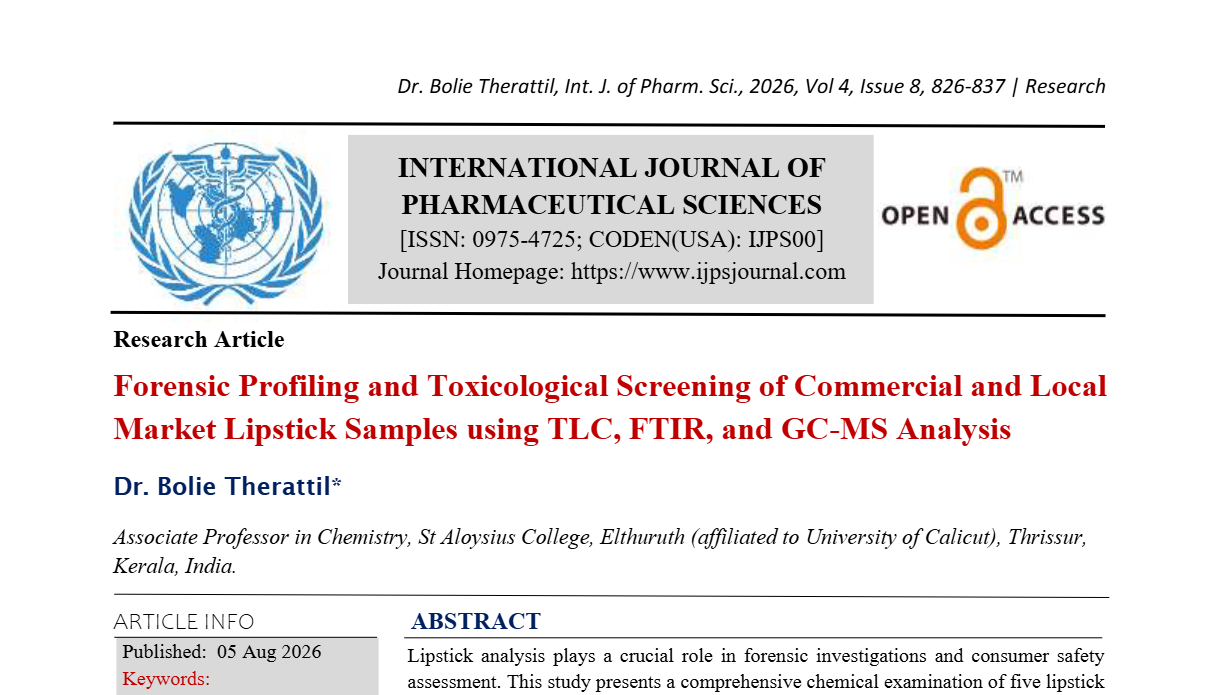 Forensic Profiling and Toxicological Screening of Commercial and Local Market Lipstick Samples using TLC, FTIR, and GC-MS Analysis