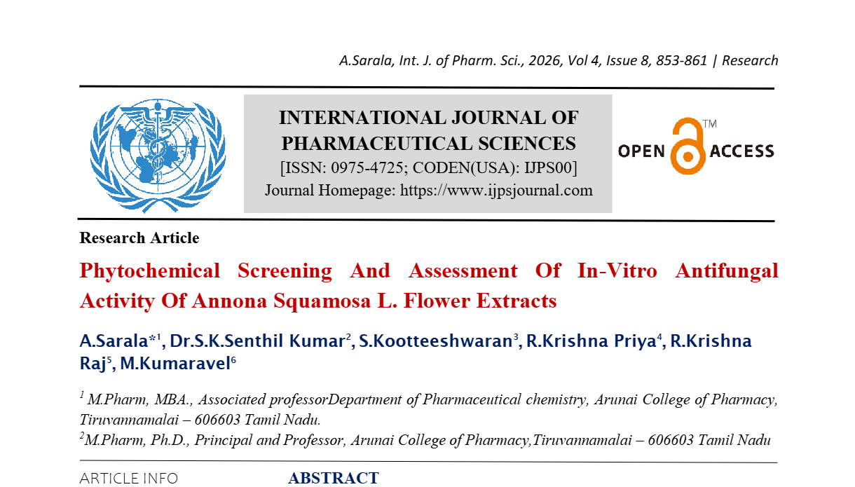 Phytochemical Screening And Assessment Of In-Vitro Antifungal Activity Of Annona Squamosa L. Flower Extracts