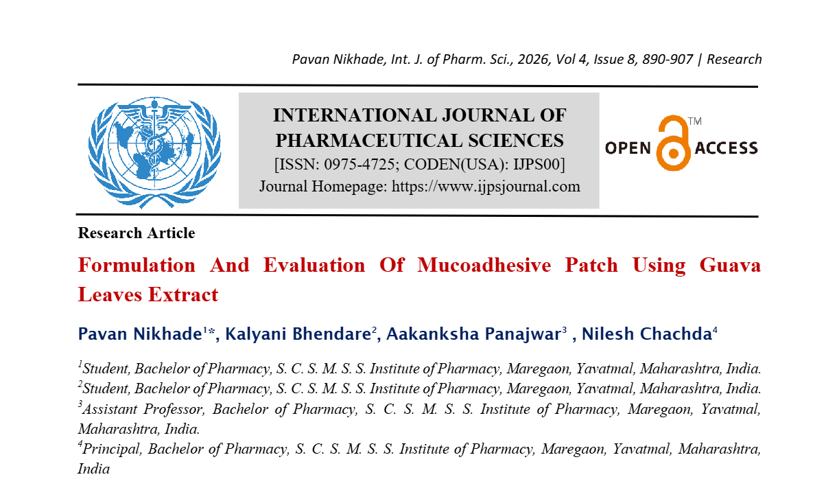 Formulation And Evaluation Of Mucoadhesive Patch Using Guava Leaves Extract