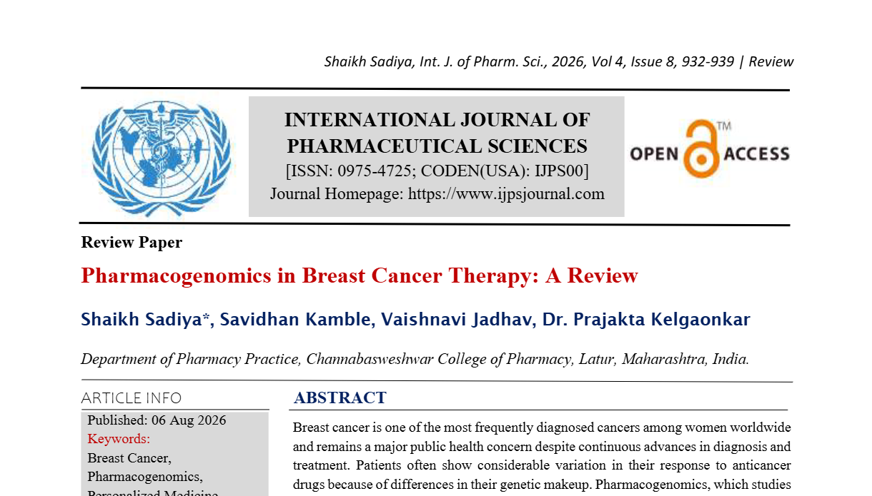 Pharmacogenomics in Breast Cancer Therapy: A Review