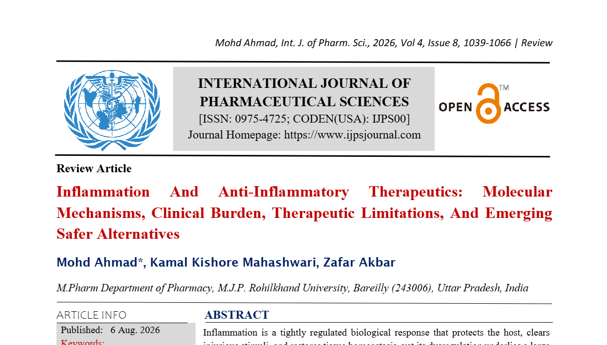 Inflammation And Anti-Inflammatory Therapeutics: Molecular Mechanisms, Clinical Burden, Therapeutic Limitations, And Emerging Safer Alternatives 