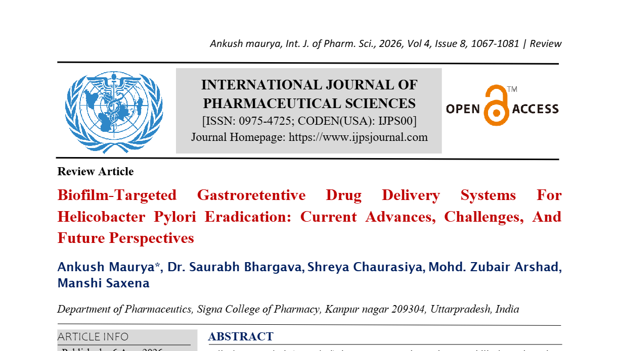 Biofilm-Targeted Gastroretentive Drug Delivery Systems For Helicobacter Pylori Eradication: Current Advances, Challenges, And Future Perspectives 