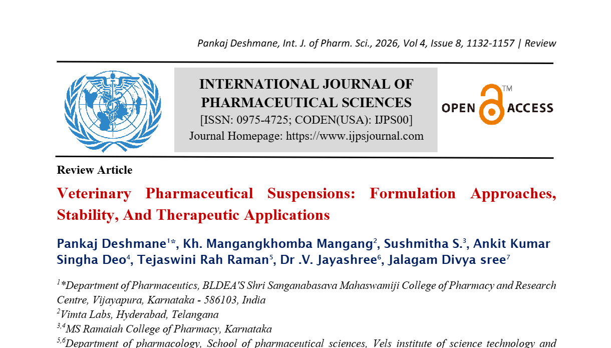 Veterinary Pharmaceutical Suspensions: Formulation Approaches, Stability, And Therapeutic Applications 