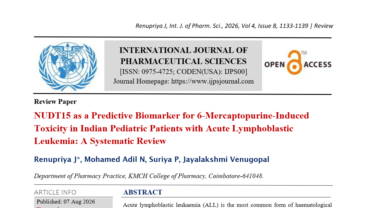 NUDT15 as a Predictive Biomarker for 6-Mercaptopurine-Induced Toxicity in Indian Pediatric Patients with Acute Lymphoblastic Leukemia: A Systematic Review