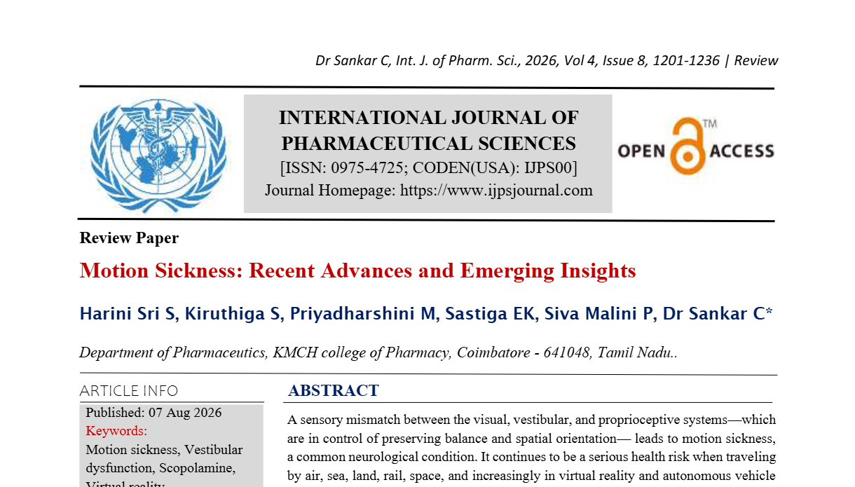 Motion Sickness: Recent Advances and Emerging Insights