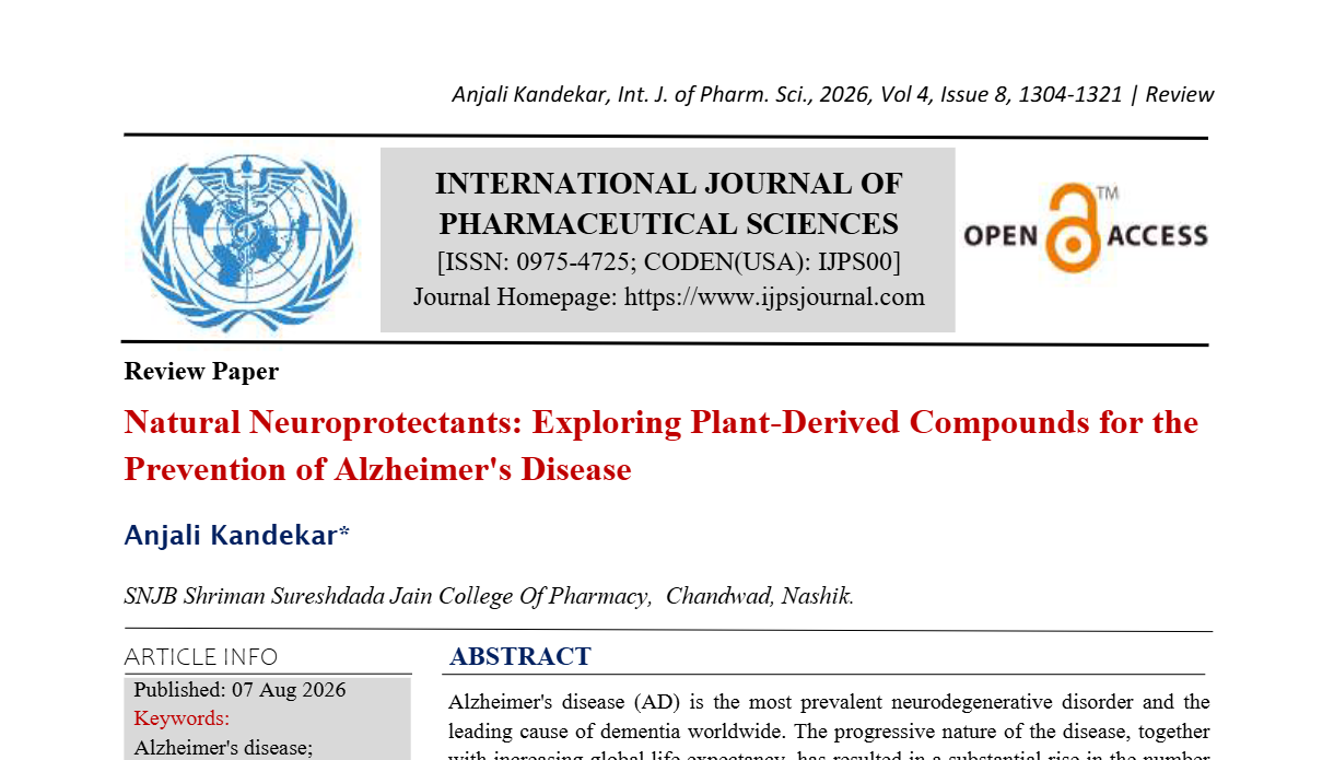 Natural Neuroprotectants: Exploring Plant-Derived Compounds for the Prevention of Alzheimer's Disease