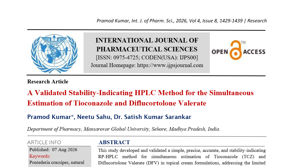 A Validated Stability-Indicating HPLC Method for the Simultaneous Estimation of Tioconazole and Diflucortolone Valerate