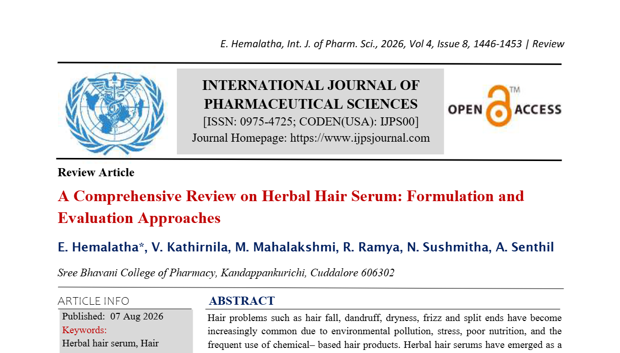 A Comprehensive Review on Herbal Hair Serum: Formulation and Evaluation Approaches