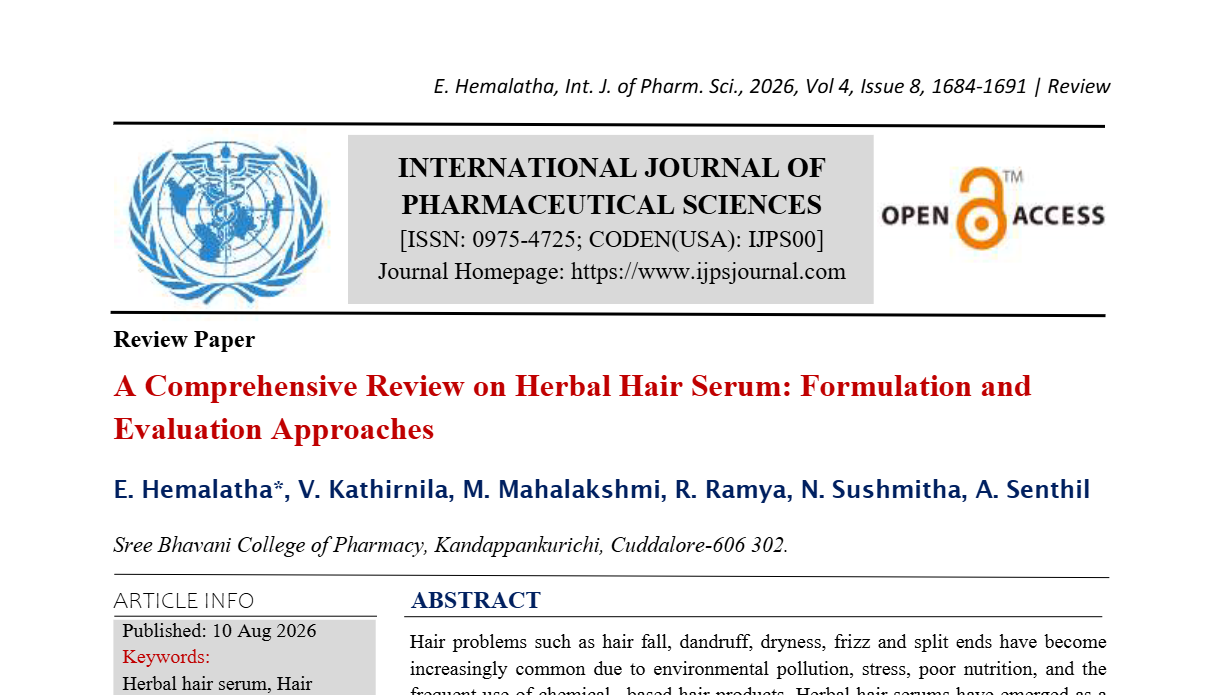 A Comprehensive Review on Herbal Hair Serum: Formulation and Evaluation Approaches