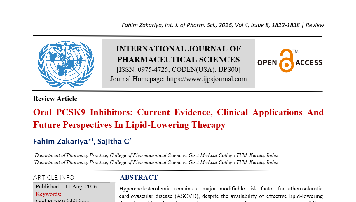 Oral PCSK9 Inhibitors: Current Evidence, Clinical Applications And Future Perspectives In Lipid-Lowering Therapy